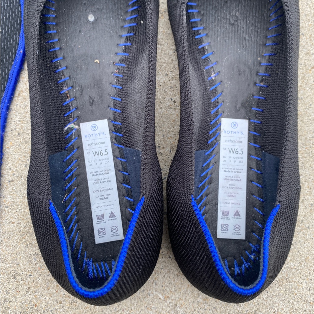 Rothy’s Black The Point Knit Ballet Flats size 6.5 - Picture 6 of 11